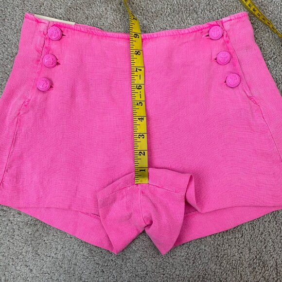 L'Agence Jude High-Rise Sailor Shorts Womens‎ Size 23 Pink Linen Casual Chic - Picture 10 of 11